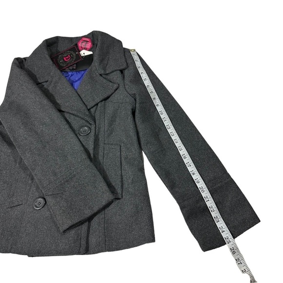 Dollhouse NYC Grey Double-Breasted 3 Button Pea Coat Jacket Sz L Pockets NWT - Picture 12 of 16